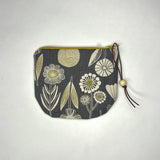Flower Grey Round Zipper Pouch / Coin Purse / Gadget Bag