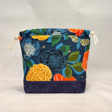 Stay Gold Navy Large Drawstring Knitting Project Craft Bag