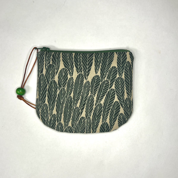 Leaf Teal Round Zipper Pouch / Coin Purse / Gadget Bag