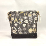 Bloom Flower Grey Large Drawstring Knitting Project Craft Bag