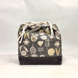 Bloom Flower Grey Large Drawstring Knitting Project Craft Bag