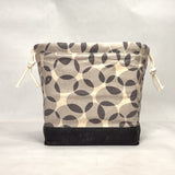 Circles Grey Large Drawstring Knitting Project Craft Bag