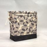 Circles Grey Large Drawstring Knitting Project Craft Bag