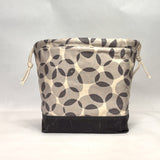 Circles Grey Large Drawstring Knitting Project Craft Bag