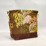 Garden Brown Large Drawstring Knitting Project Craft Bag