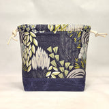 Garden Navy Large Drawstring Knitting Project Craft Bag