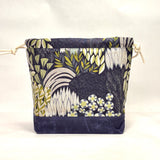 Garden Navy Large Drawstring Knitting Project Craft Bag