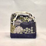 Garden Navy Large Drawstring Knitting Project Craft Bag