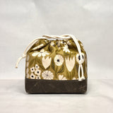 Gather Flowers Olive Large Drawstring Knitting Project Craft Bag