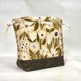 Gather Flowers Natural Large Drawstring Knitting Project Craft Bag