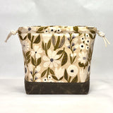 Gather Flowers Natural Large Drawstring Knitting Project Craft Bag