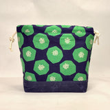 Mellow Navy Green Large Drawstring Knitting Project Craft Bag