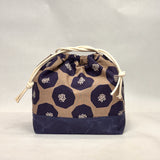 Mellow Taupe Navy Large Drawstring Knitting Project Craft Bag