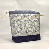 Petite Jardin Grey Large Drawstring Knitting Project Craft Bag