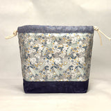 Petite Jardin Grey Large Drawstring Knitting Project Craft Bag