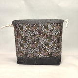 Petite Jardin Black Large Drawstring Knitting Project Craft Bag