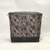 Petite Jardin Black Large Drawstring Knitting Project Craft Bag