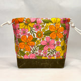 Retro 60's Large Drawstring Knitting Project Craft Bag