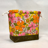 Retro 60's Large Drawstring Knitting Project Craft Bag