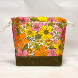 Retro 60's Large Drawstring Knitting Project Craft Bag