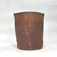 Dark Oak Waxed Canvas Round Bucket Tote with Leather