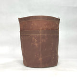 Dark Oak Waxed Canvas Round Bucket Tote with Leather Detachable Strap