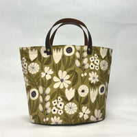 Gather Flowers Olive Oval Bottom Knitting Craft Tote Bag