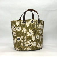 Gather Flowers Olive Oval Bottom Knitting Craft Tote Bag