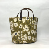 Gather Flowers Olive Oval Bottom Knitting Craft Tote Bag