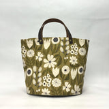Gather Flowers Olive Oval Bottom Knitting Craft Tote Bag