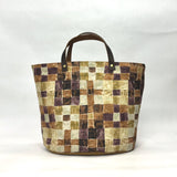 Gather Geometric Brown Oval Bottom Knitting Craft Tote Bag