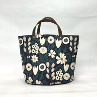 Gather Flowers Black Oval Bottom Knitting Craft Tote Bag