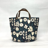 Gather Flowers Black Oval Bottom Knitting Craft Tote Bag