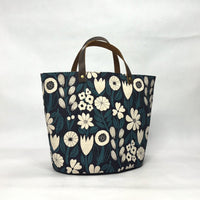 Gather Flowers Black Oval Bottom Knitting Craft Tote Bag