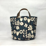 Gather Flowers Black Oval Bottom Knitting Craft Tote Bag