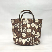 Gather Flowers Brown Oval Bottom Knitting Craft Tote Bag