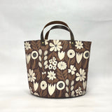 Gather Flowers Brown Oval Bottom Knitting Craft Tote Bag