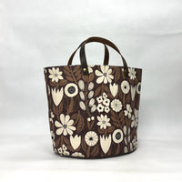 Gather Flowers Brown Oval Bottom Knitting Craft Tote Bag