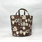 Gather Flowers Brown Oval Bottom Knitting Craft Tote Bag