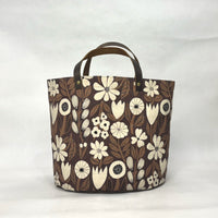 Gather Flowers Brown Oval Bottom Knitting Craft Tote Bag