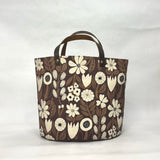 Gather Flowers Brown Oval Bottom Knitting Craft Tote Bag