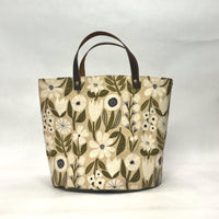 Gather Flowers Beige Oval Bottom Knitting Craft Tote Bag