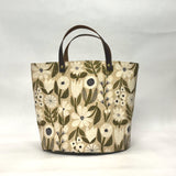 Gather Flowers Beige Oval Bottom Knitting Craft Tote Bag