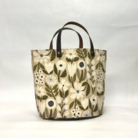 Gather Flowers Beige Oval Bottom Knitting Craft Tote Bag