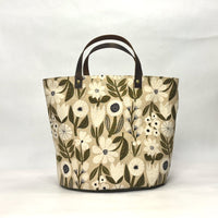 Gather Flowers Beige Oval Bottom Knitting Craft Tote Bag