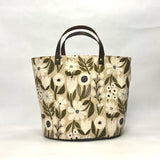 Gather Flowers Beige Oval Bottom Knitting Craft Tote Bag