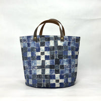 Gather Geometric Blue Oval Bottom Knitting Craft Tote Bag
