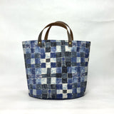 Gather Geometric Blue Oval Bottom Knitting Craft Tote Bag