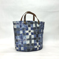 Gather Geometric Blue Oval Bottom Knitting Craft Tote Bag