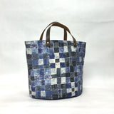 Gather Geometric Blue Oval Bottom Knitting Craft Tote Bag